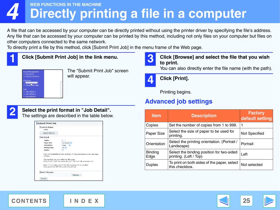 Sharp AR-NB2 A manual Directly printing a file in a computer, Advanced job settings 