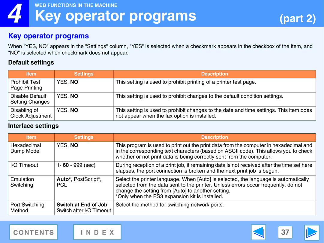 Sharp AR-NB2 A manual Key operator programs, Interface settings 