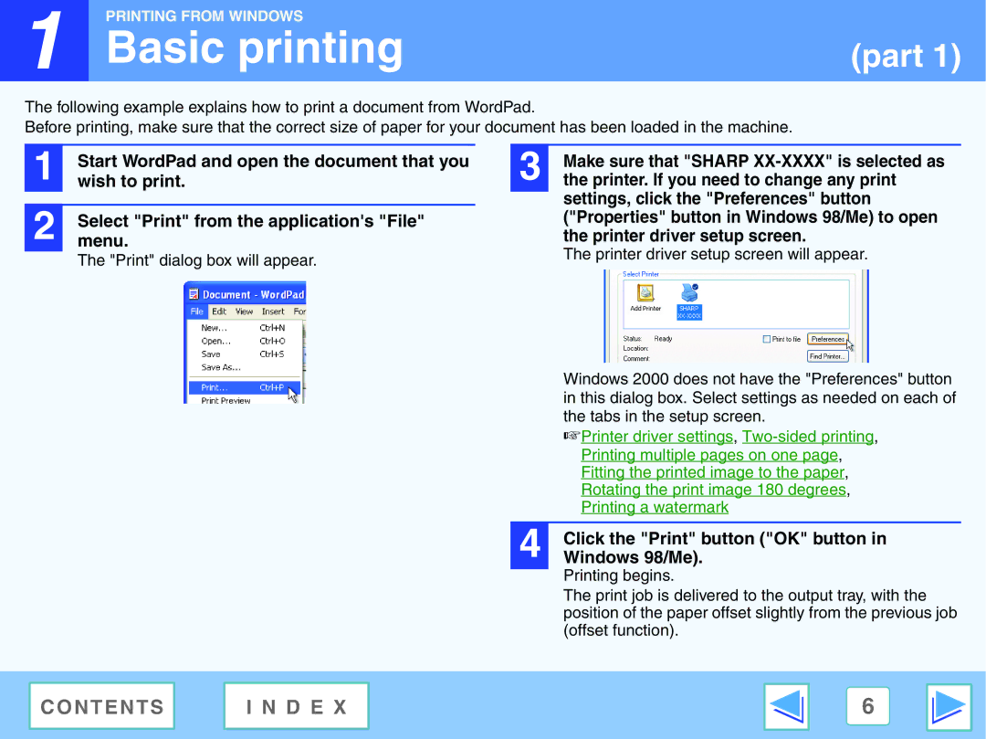 Sharp AR-NB2 A manual Basic printing, Wish to print, Printer. If you need to change any print 