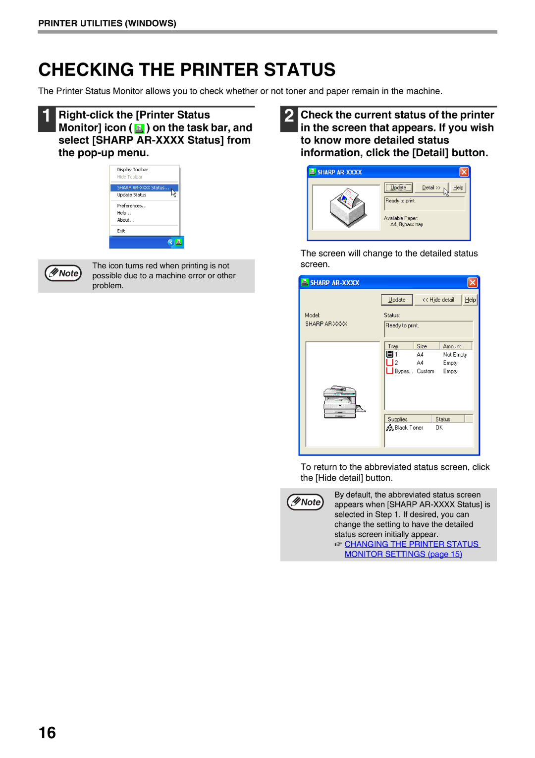 Sharp AR-NB3 operation manual Checking the Printer Status 