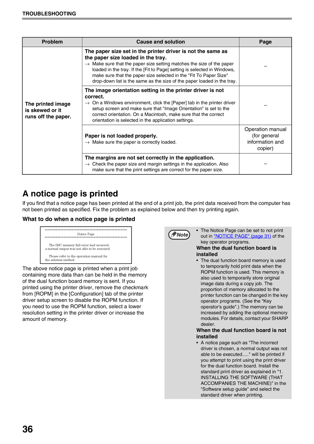 Sharp AR-NB3 operation manual Is skewed or it, Runs off the paper, Paper is not loaded properly For general, Copier 