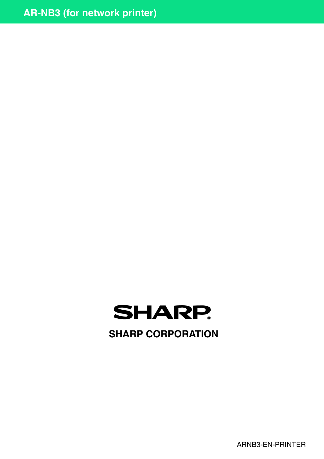 Sharp AR-NB3 operation manual Sharp Corporation 