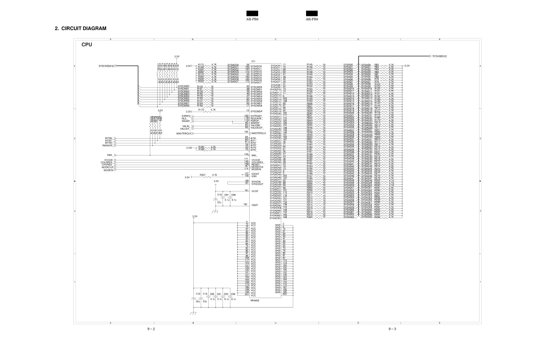 Sharp AR-PB8 specifications Circuit Diagram CPU 