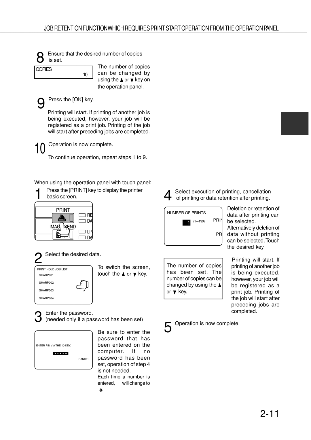 Sharp AR-350, AR_M280 Ensure that the desired number of copies Is set, Operation is now complete, Enter the password 