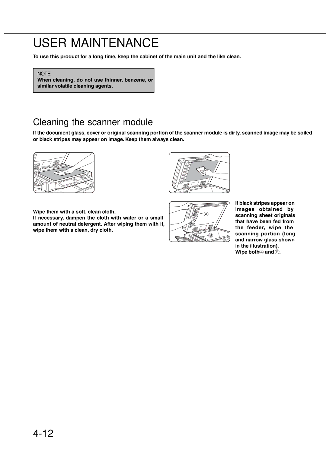 Sharp AR_M280, AR-350 operation manual User Maintenance, Cleaning the scanner module 