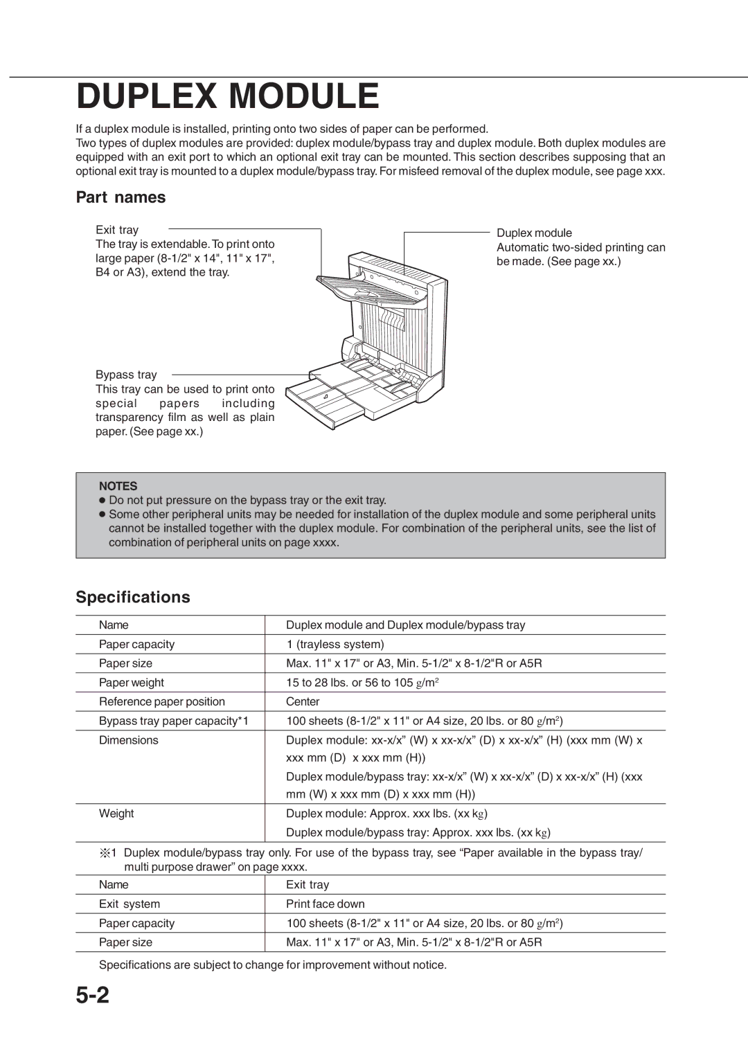 Sharp AR_M280, AR-350 operation manual Duplex Module, Part names 