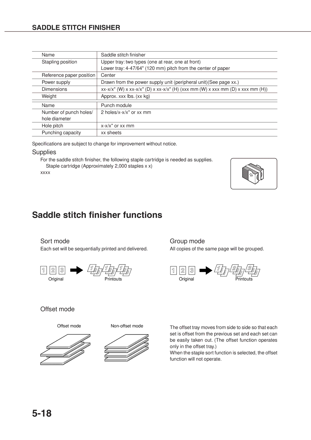 Sharp AR_M280, AR-350 operation manual Saddle stitch finisher functions, Saddle Stitch Finisher 