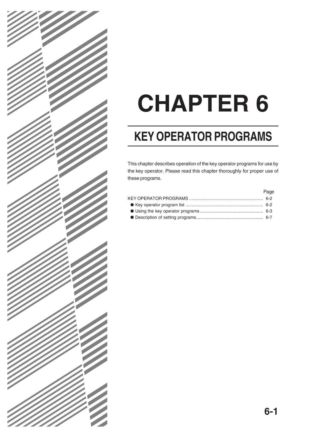 Sharp AR-350, AR_M280 operation manual KEY Operator Programs 