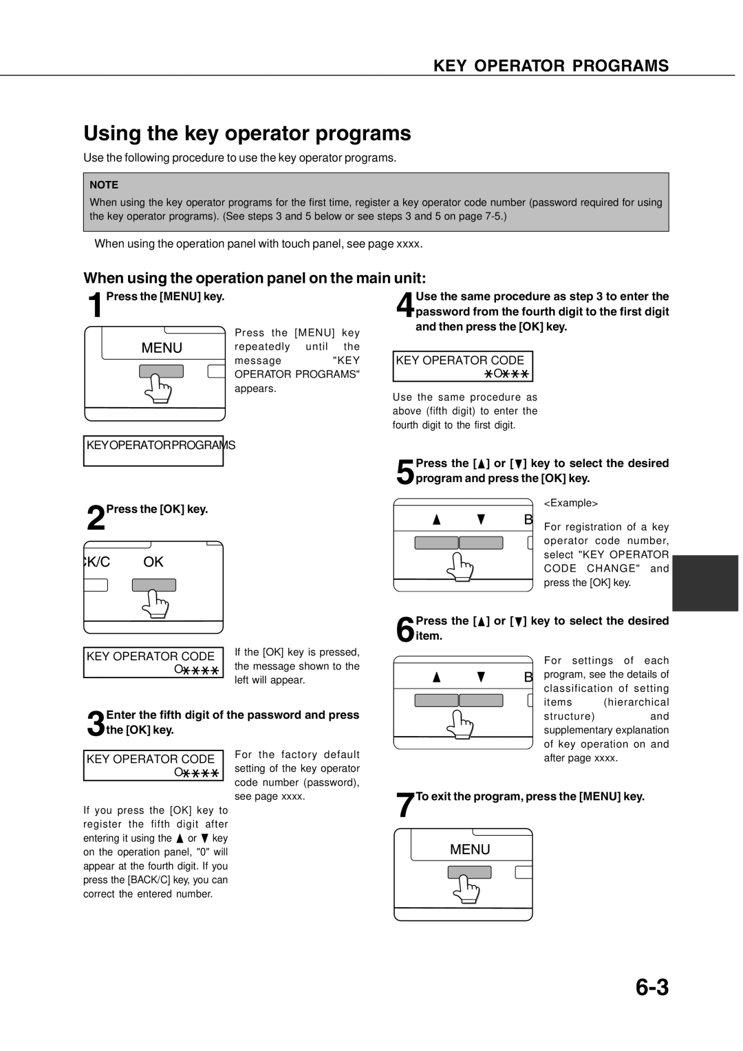 Sharp AR-350, AR_M280 operation manual Using the key operator programs, KEY Operator Programs 