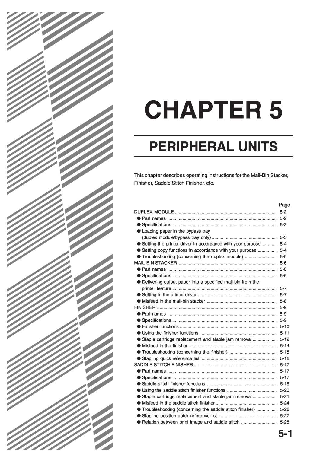 Sharp AR-350, AR_M280 operation manual Peripheral Units, Chapter 