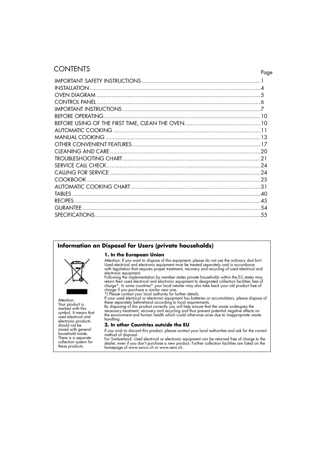 Sharp AX-1100M operation manual Contents 