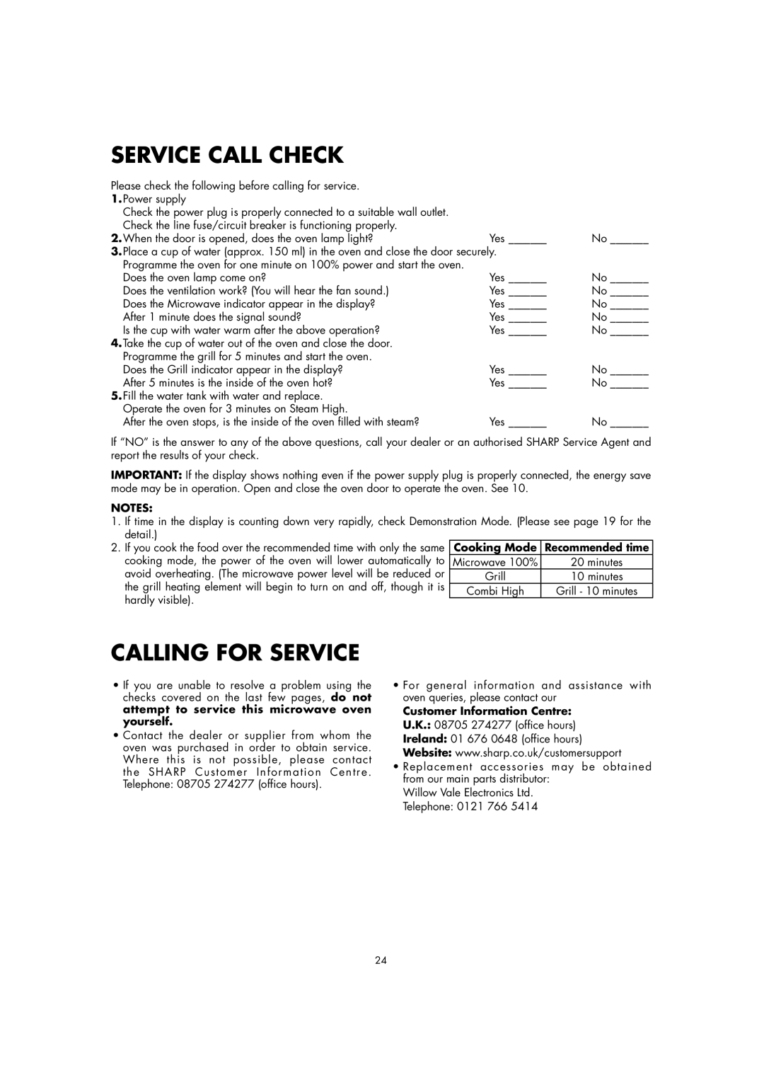 Sharp AX-1100M operation manual Service Call Check, Calling for Service, Yes 