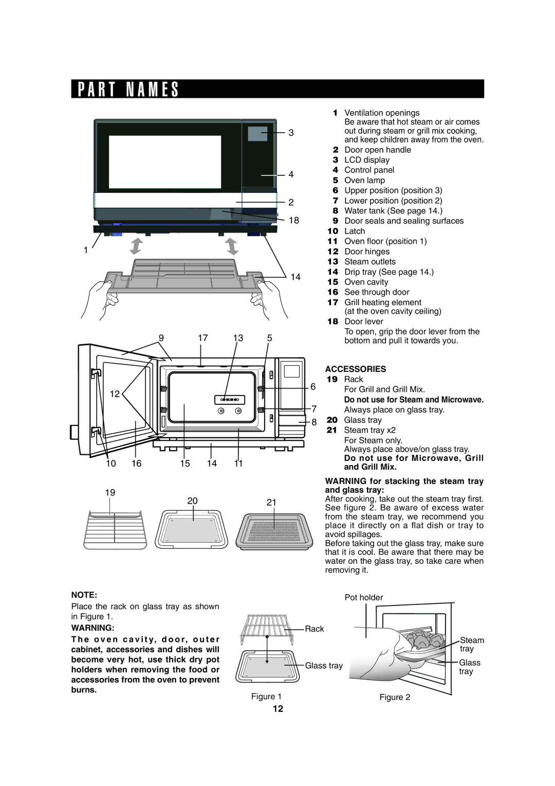 Sharp AX-1100S, AX-1100R operation manual R T N a M E S, Accessories, Do not use for Microwave, Grill and Grill Mix 