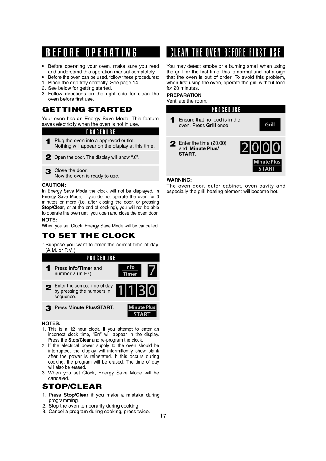 Sharp AX-1100R, AX-1100S operation manual Getting Started, To SET the Clock, Stop/Clear, Preparation 