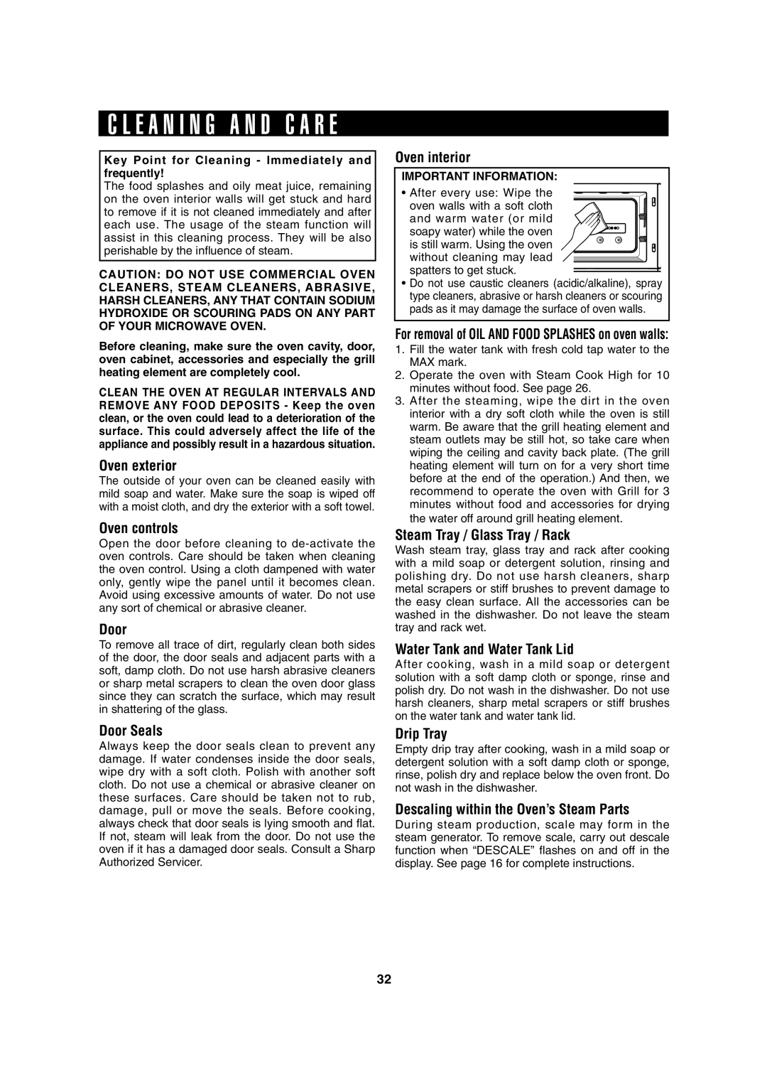 Sharp AX-1100S, AX-1100R operation manual Key Point for Cleaning Immediately and frequently, Important Information 