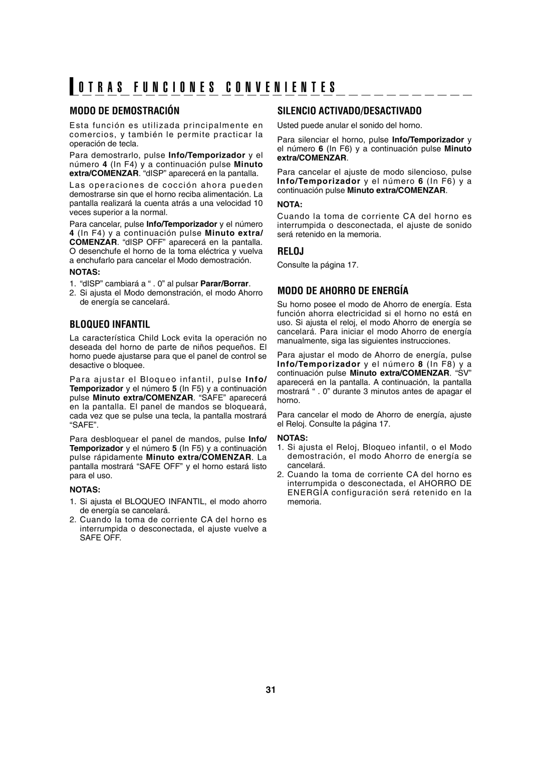 Sharp AX-1100R Modo DE Demostración, Bloqueo Infantil, Silencio ACTIVADO/DESACTIVADO, Reloj, Modo DE Ahorro DE Energía 