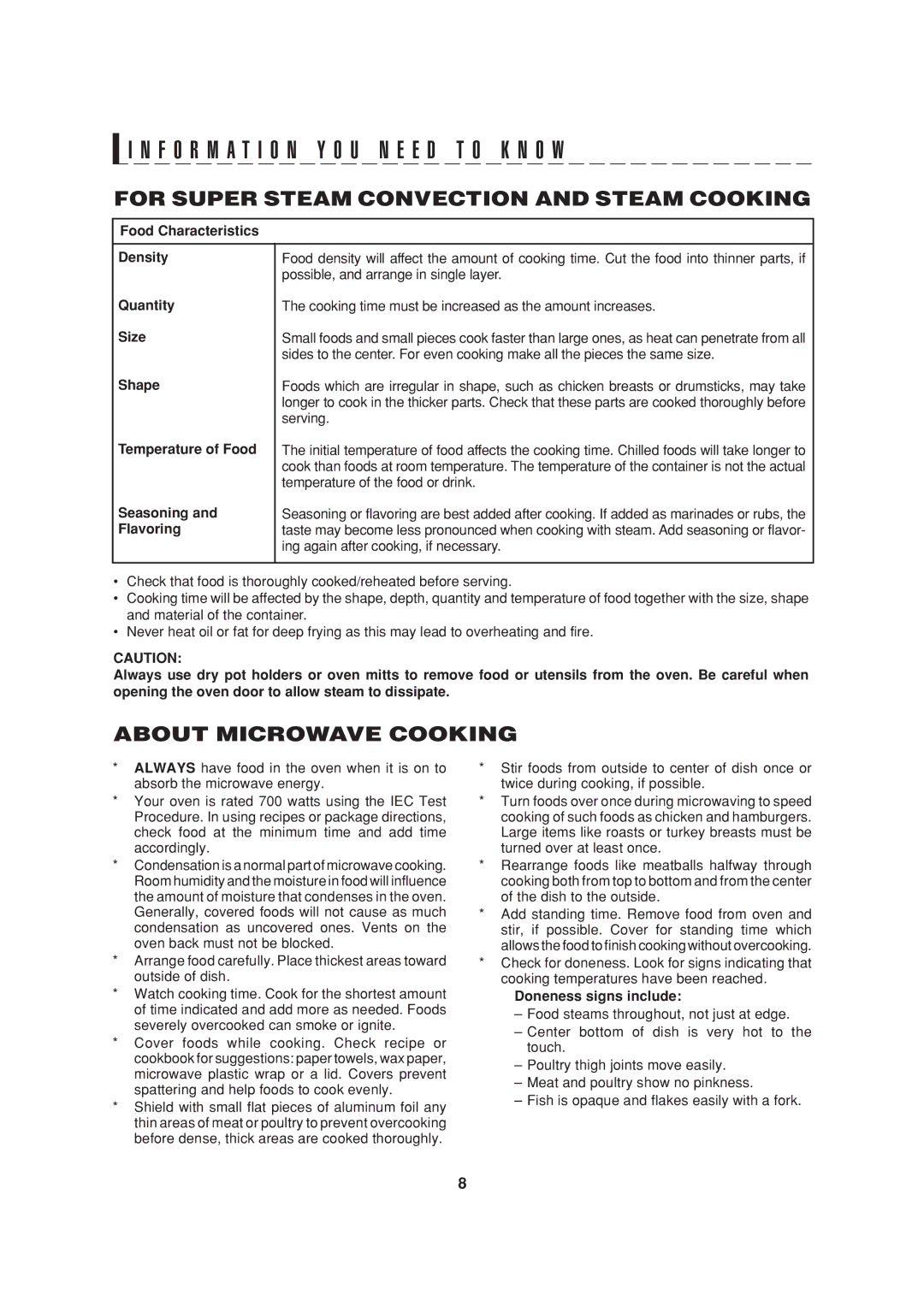 Sharp AX-1200K operation manual For Super Steam Convection and Steam Cooking, About Microwave Cooking 