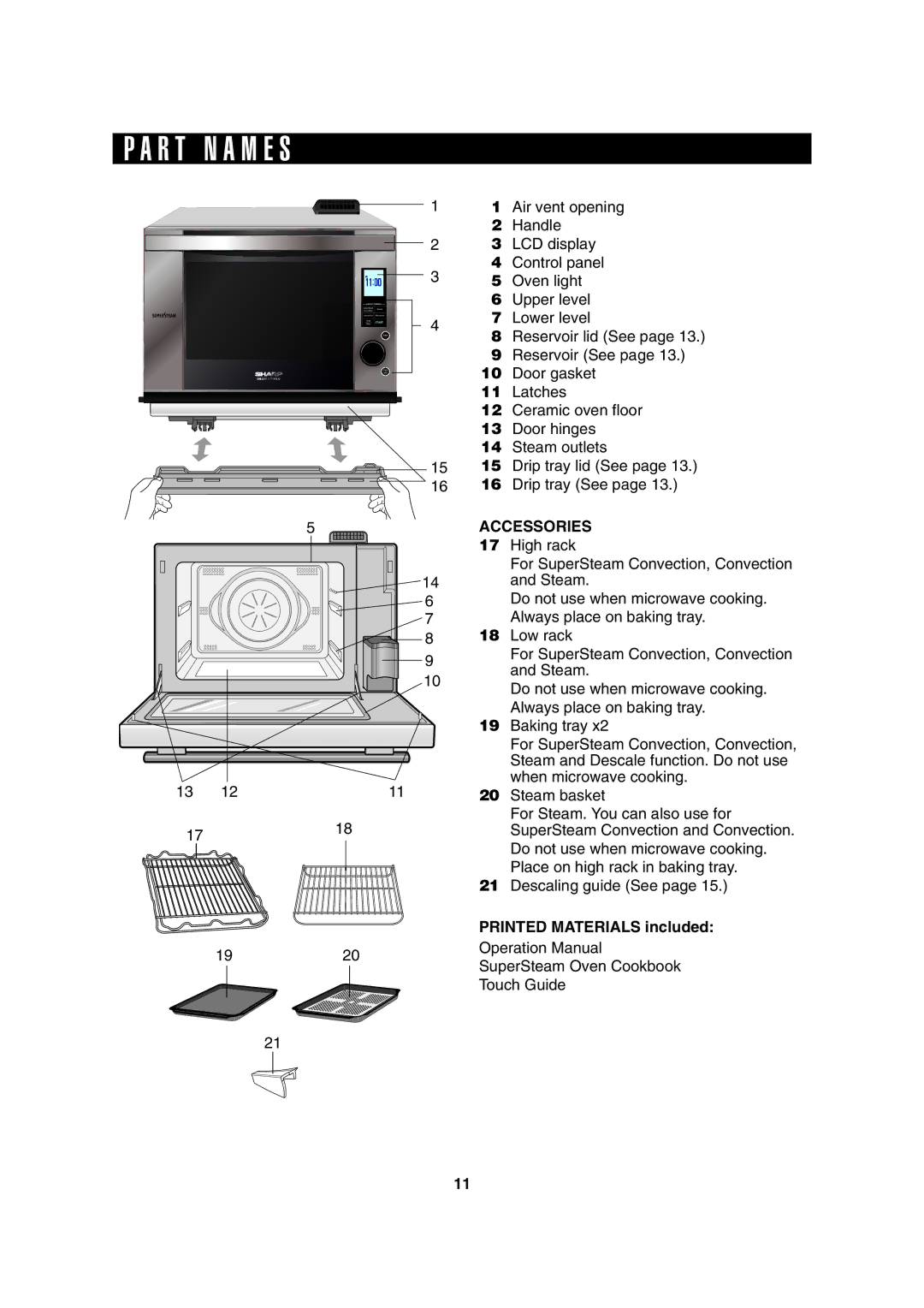 Sharp AX-1200K operation manual R T N a M E S, Accessories 