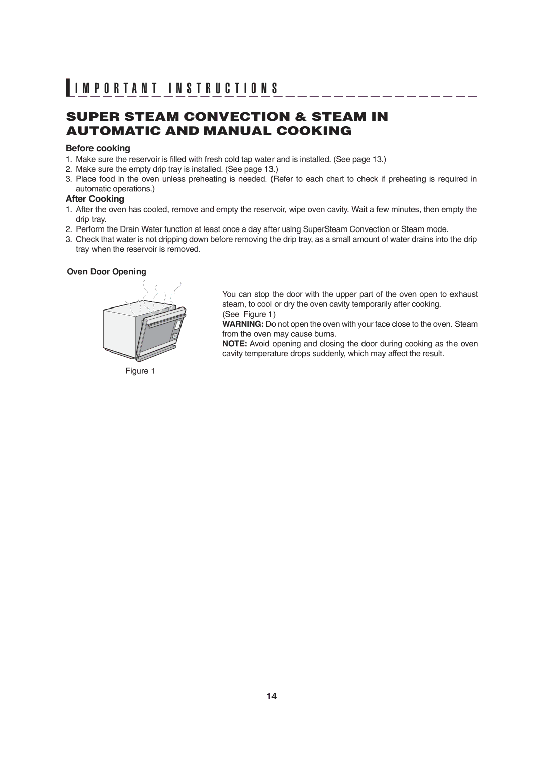 Sharp AX-1200K operation manual P O R T a N T I N S T R U C T I O N S, Oven Door Opening 