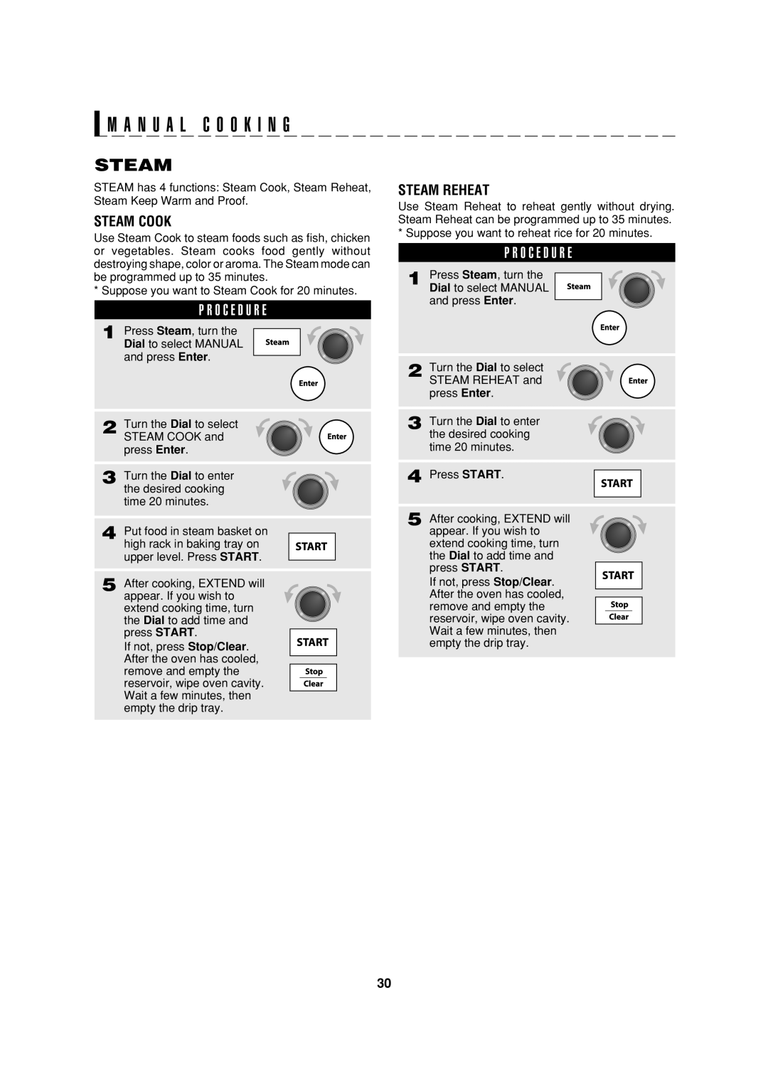 Sharp AX-1200K operation manual Steam Cook, Steam Reheat 