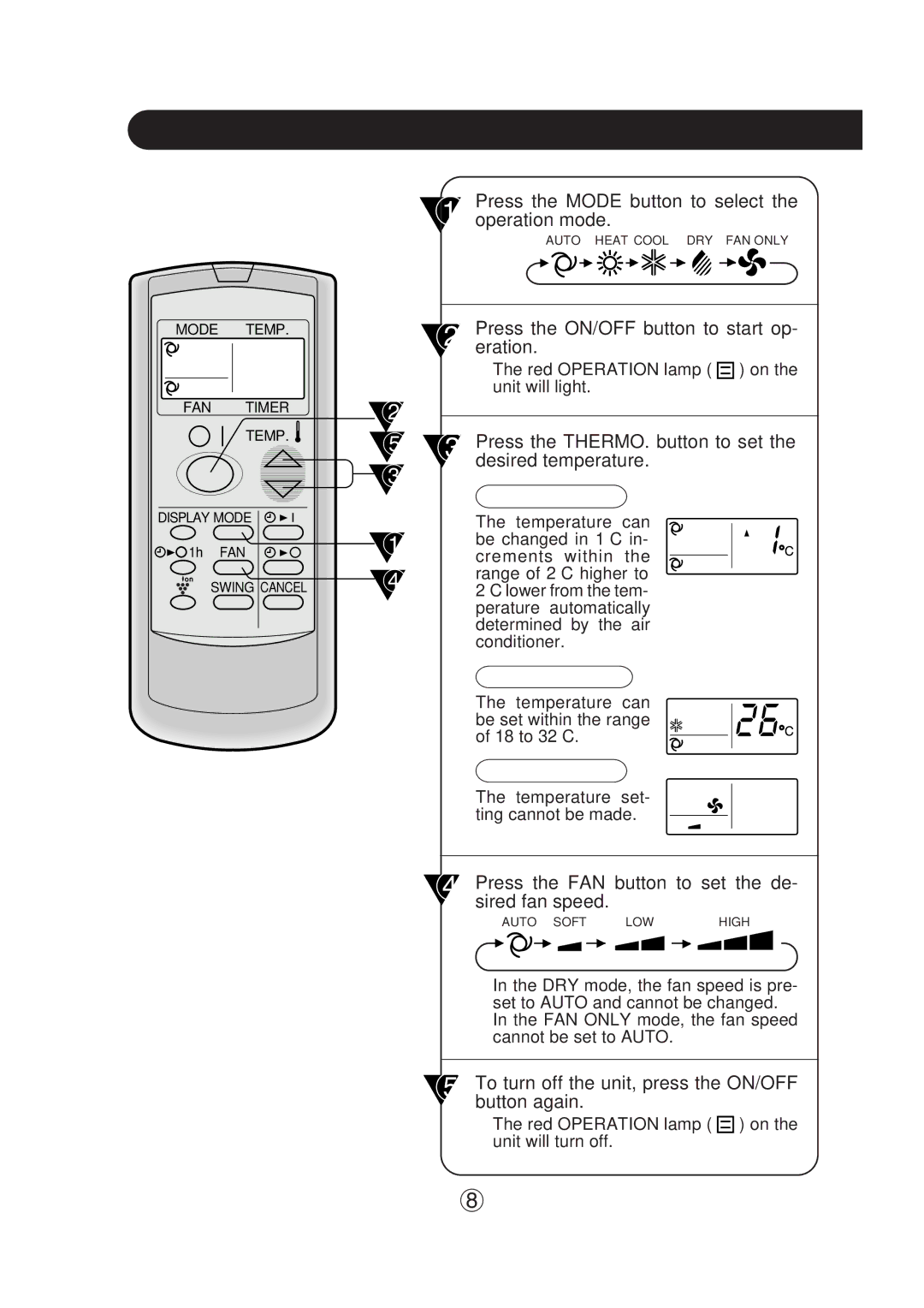 Sharp AY-AP09DJ, AE-A09DJ operation manual Basic Operation, Desired temperature 