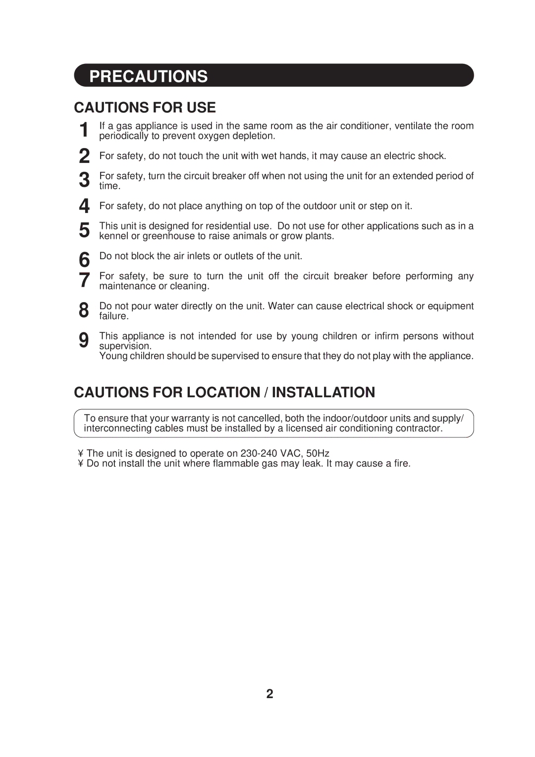 Sharp AY-AP09DJ, AE-A09DJ operation manual Periodically to prevent oxygen depletion 