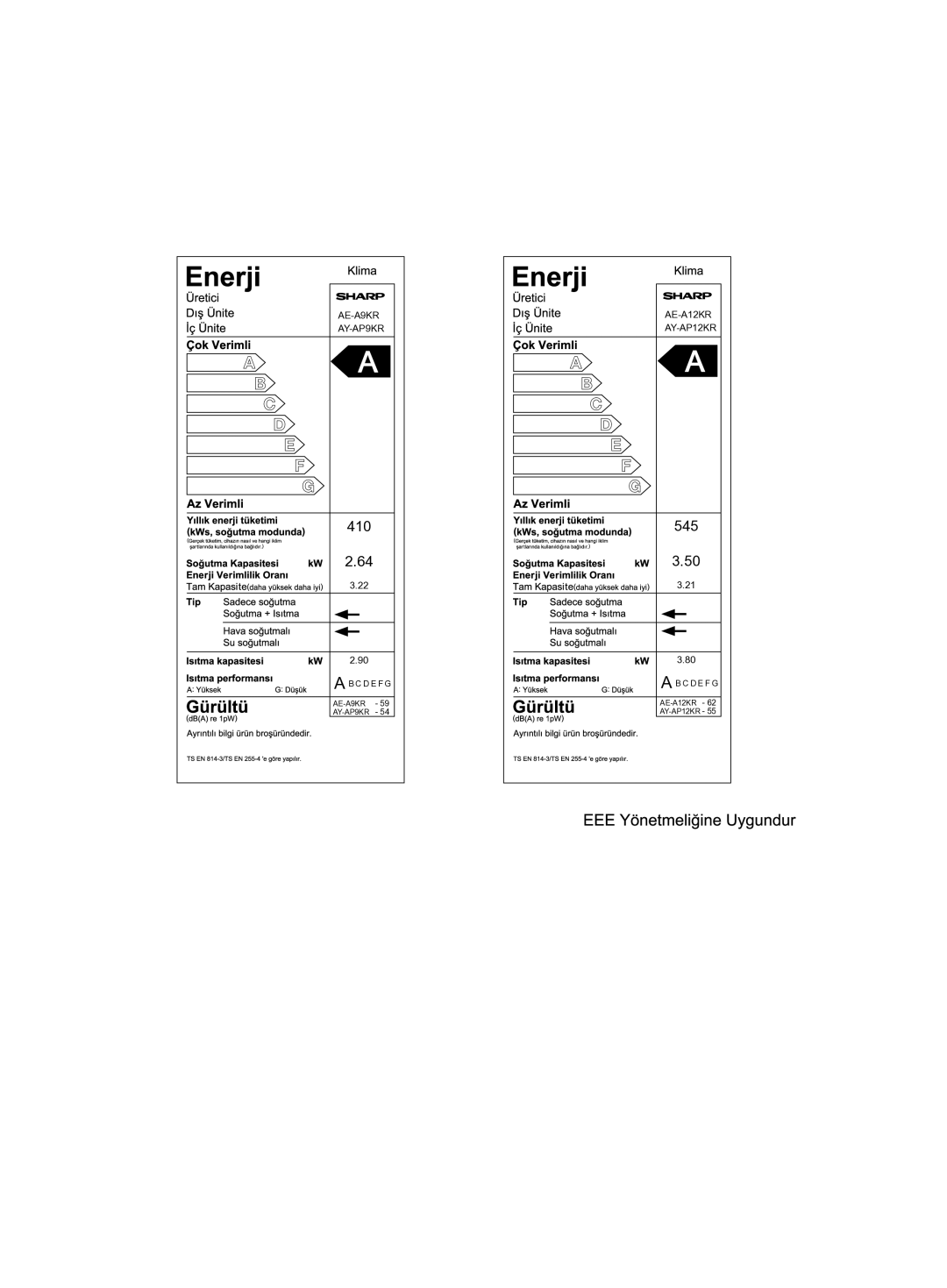 Sharp AY-AP12KR, AY-AP24KR, AY-AP18KR, AY-AP9KR, AE-A9KR, AE-A18KR, AE-A12KR, AE-A24KR operation manual 545 