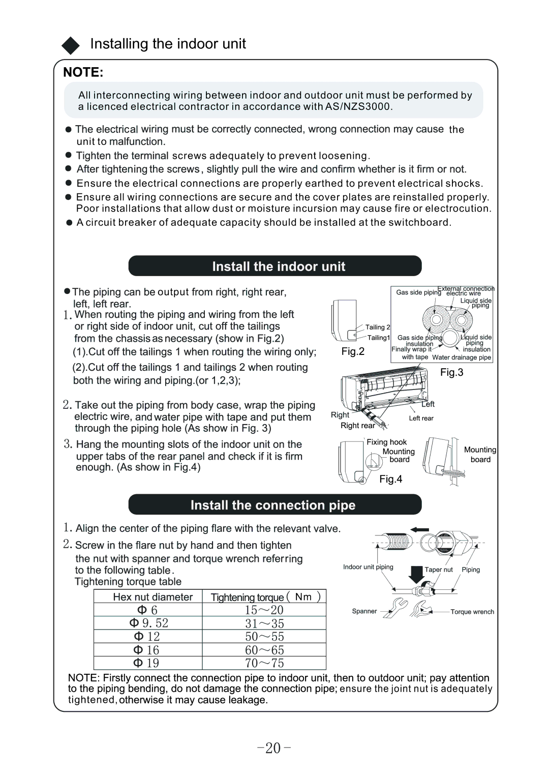 Sharp AE-X09LCJ, AY-X18LCJ, AY-X09LCJ, AY-X12LCJ, AE-X12LCJ, AE-X18LCJ operation manual Installing the indoor unit 