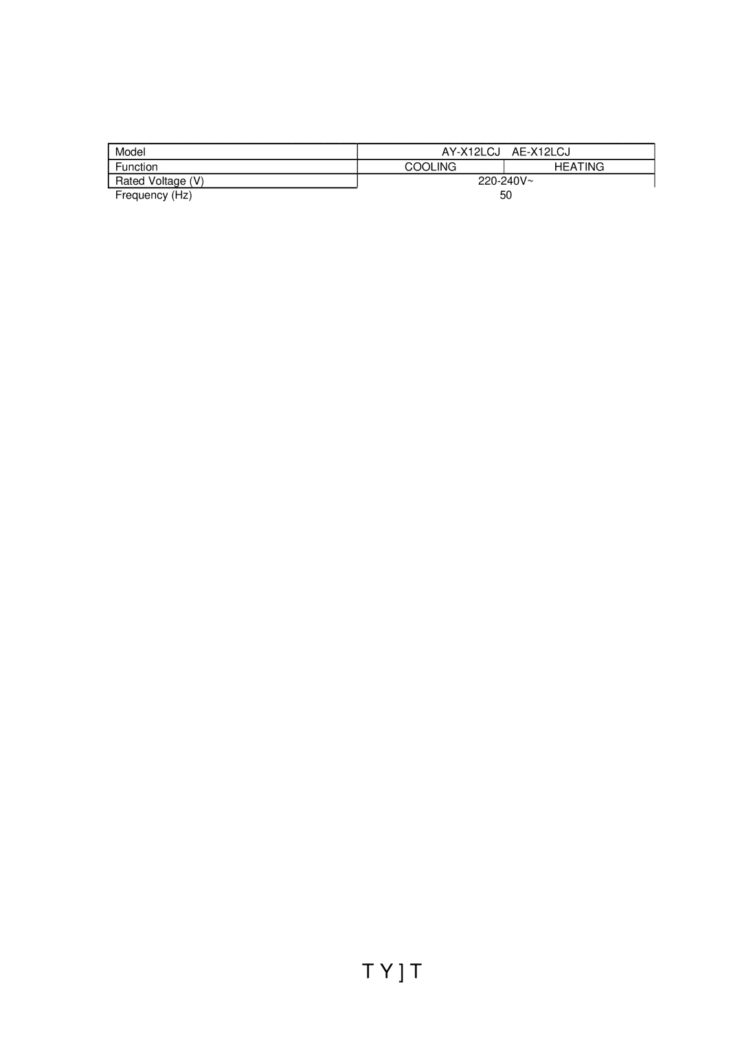 Sharp AE-X09LCJ, AY-X18LCJ, AY-X09LCJ, AE-X18LCJ operation manual AY-X12LCJ；AE-X12LCJ 