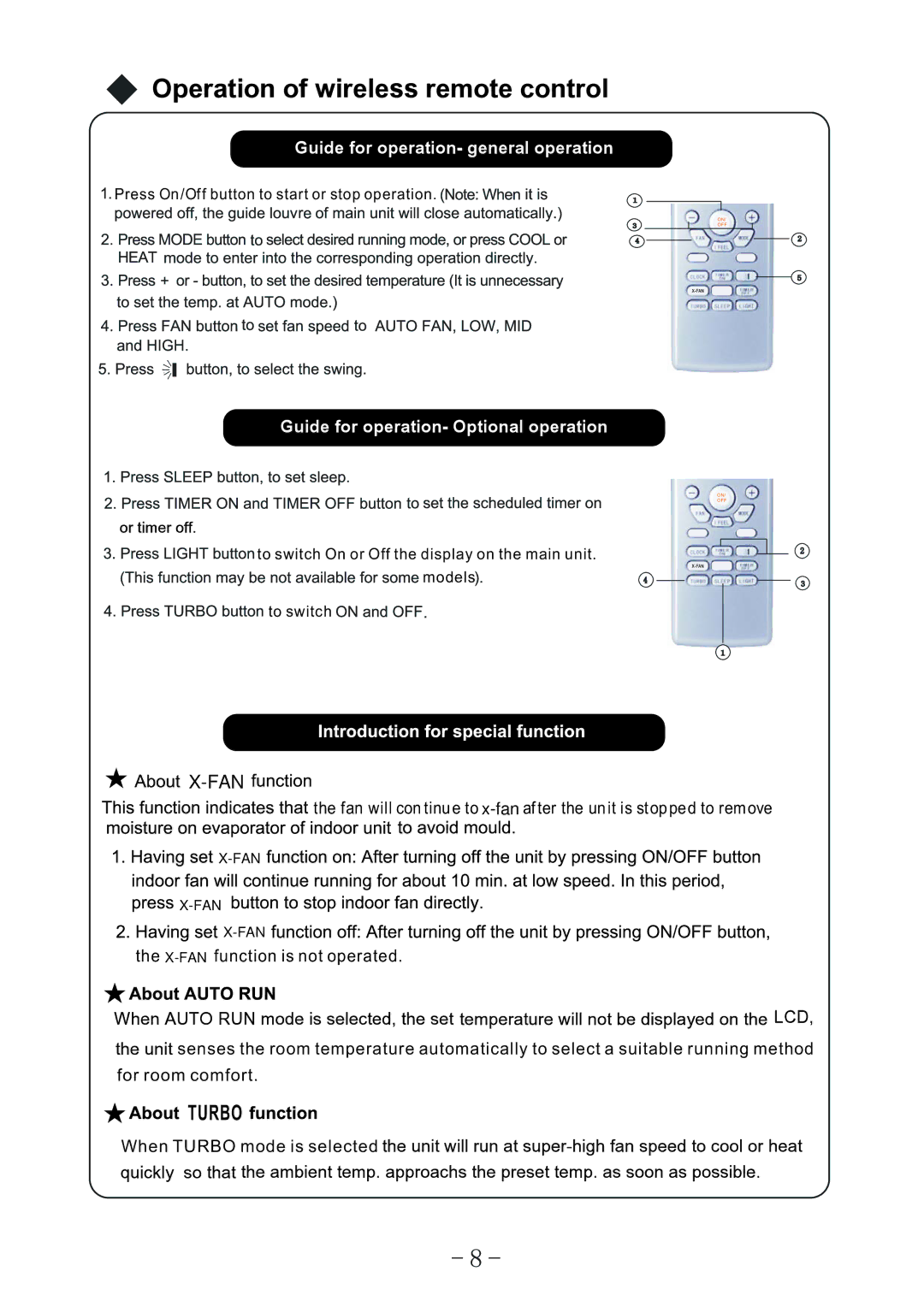 Sharp AY-X12MCJ, AY-X18MCJ, AY-X09MCJ, AE-X12MCJ, AE-X09MC0J operation manual Turbo 