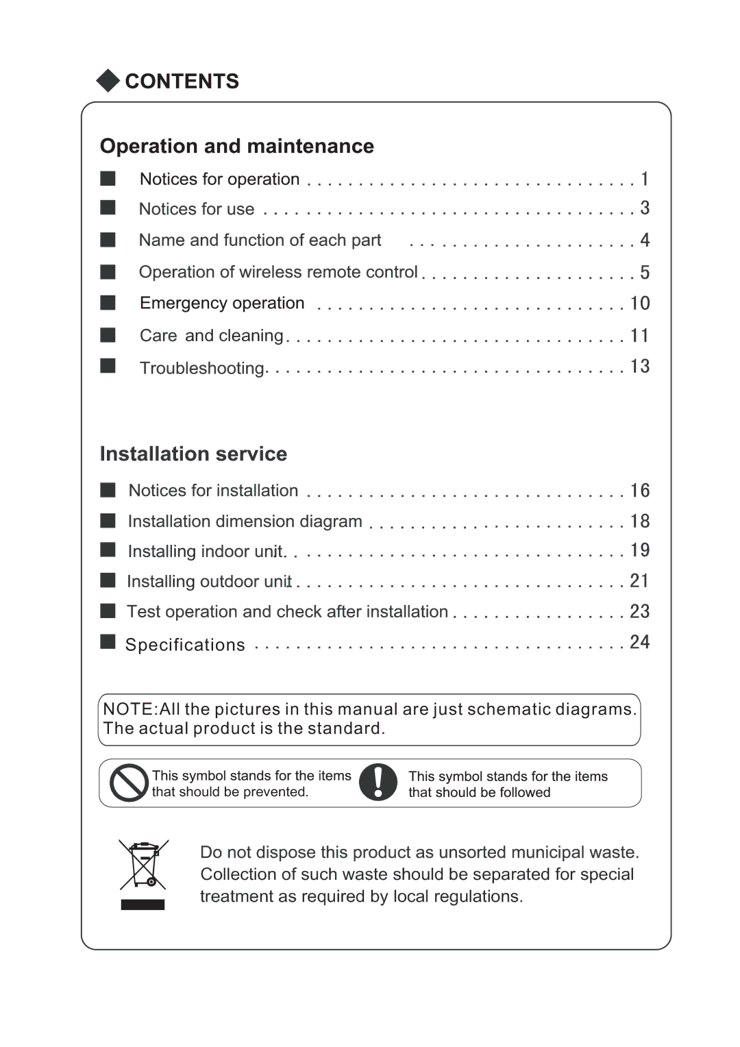 Sharp AE-X12MCJ, AY-X18MCJ, AY-X09MCJ, AY-X12MCJ, AE-X09MC0J operation manual Specifications 