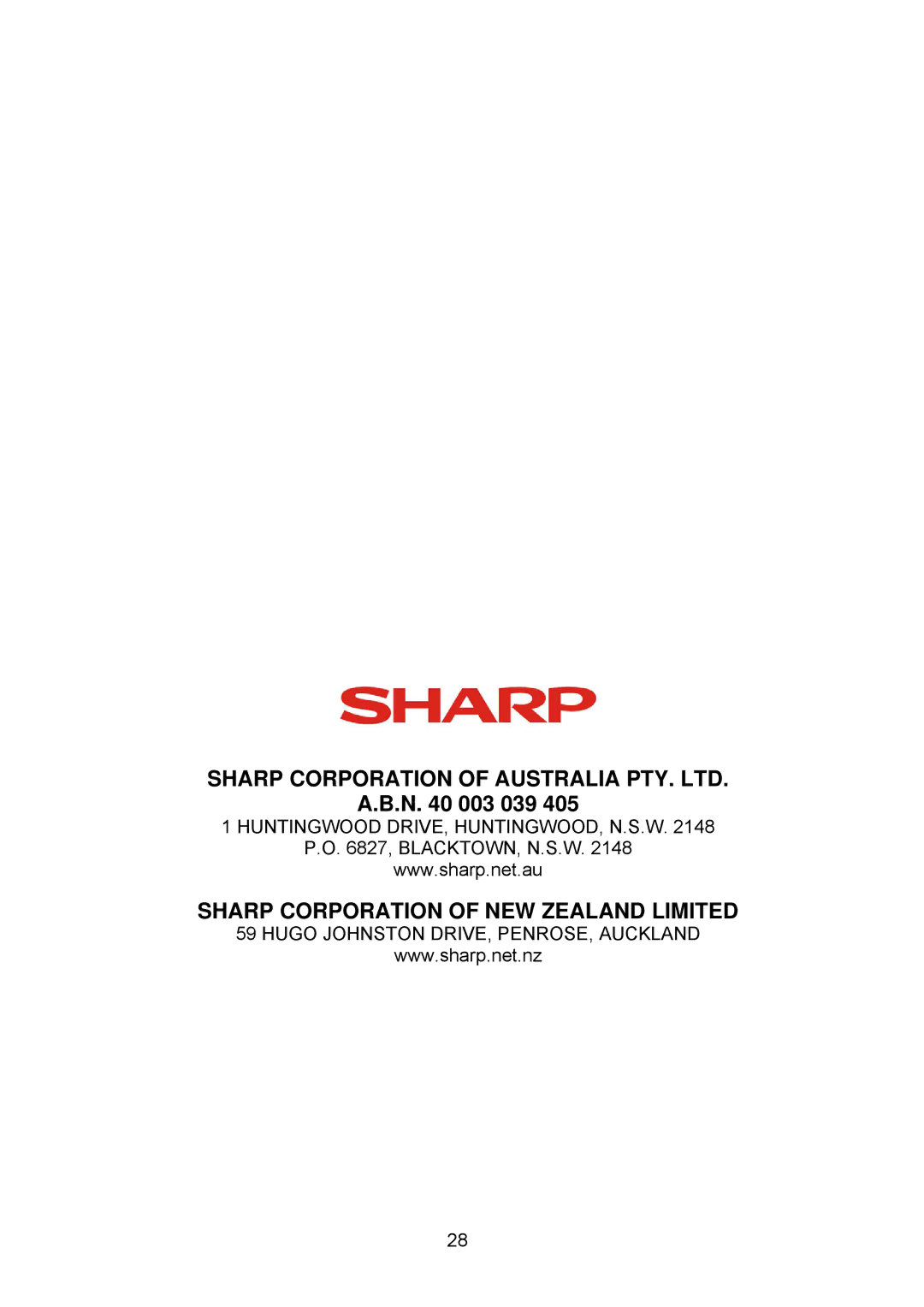 Sharp AE-X28NCJ, AY-X28NCJ, AY-X24NCJ, AY-X12NCJ, AY-X09NCJ, AY-X18NCJ, AE-X24NCJ, AE-X18NCJ, AE-X09NCJ, AE-X12NCJ N 003 039 