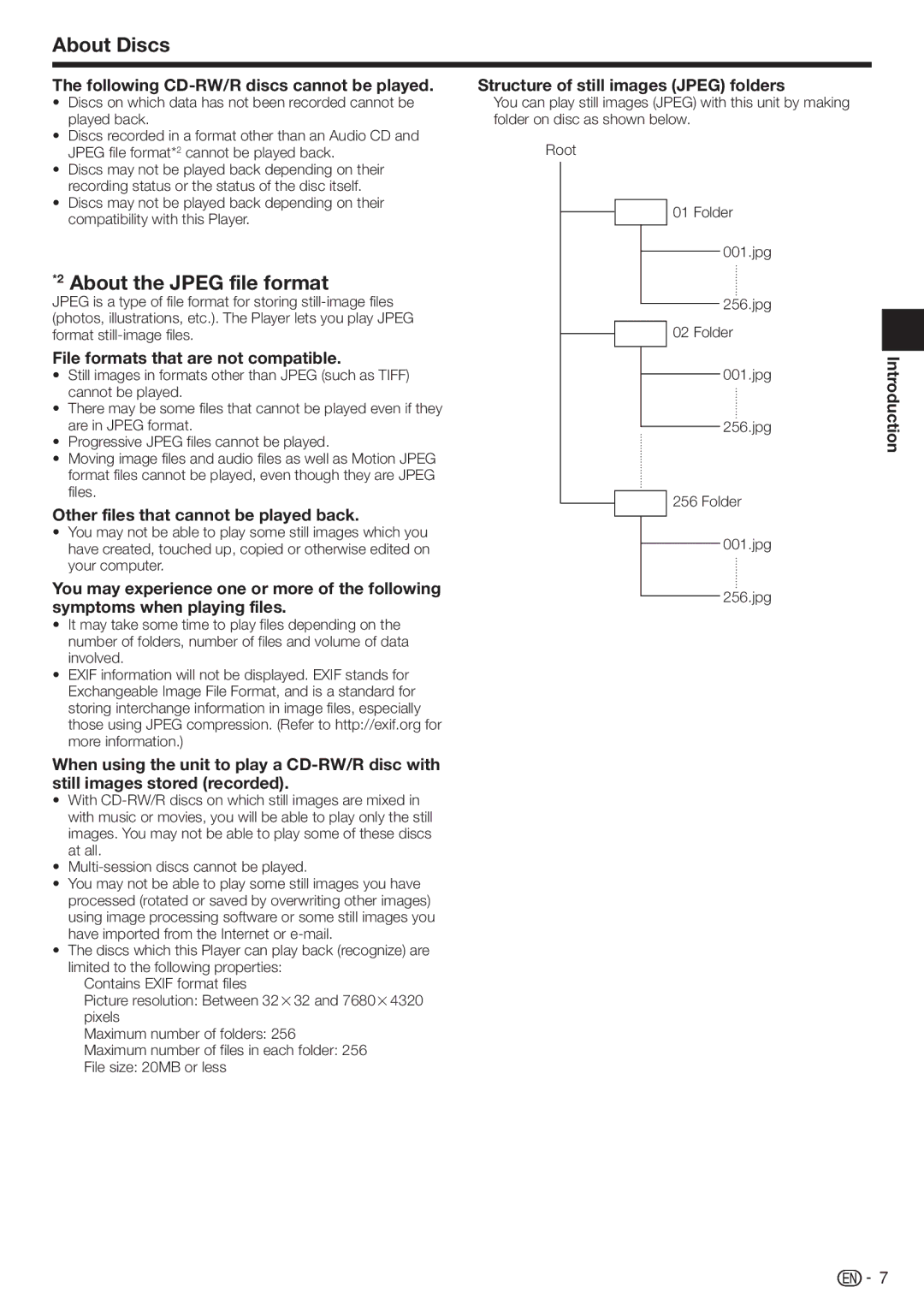 Sharp BD-HP17U operation manual About Discs, About the Jpeg file format 