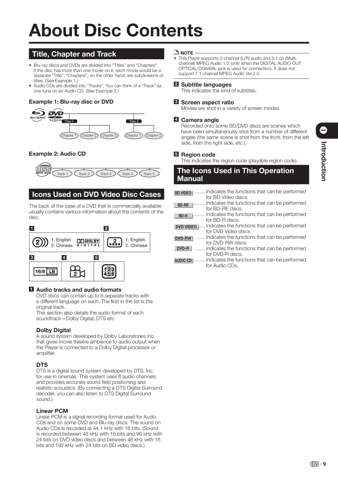 Sharp BD-HP20H operation manual About Disc Contents 