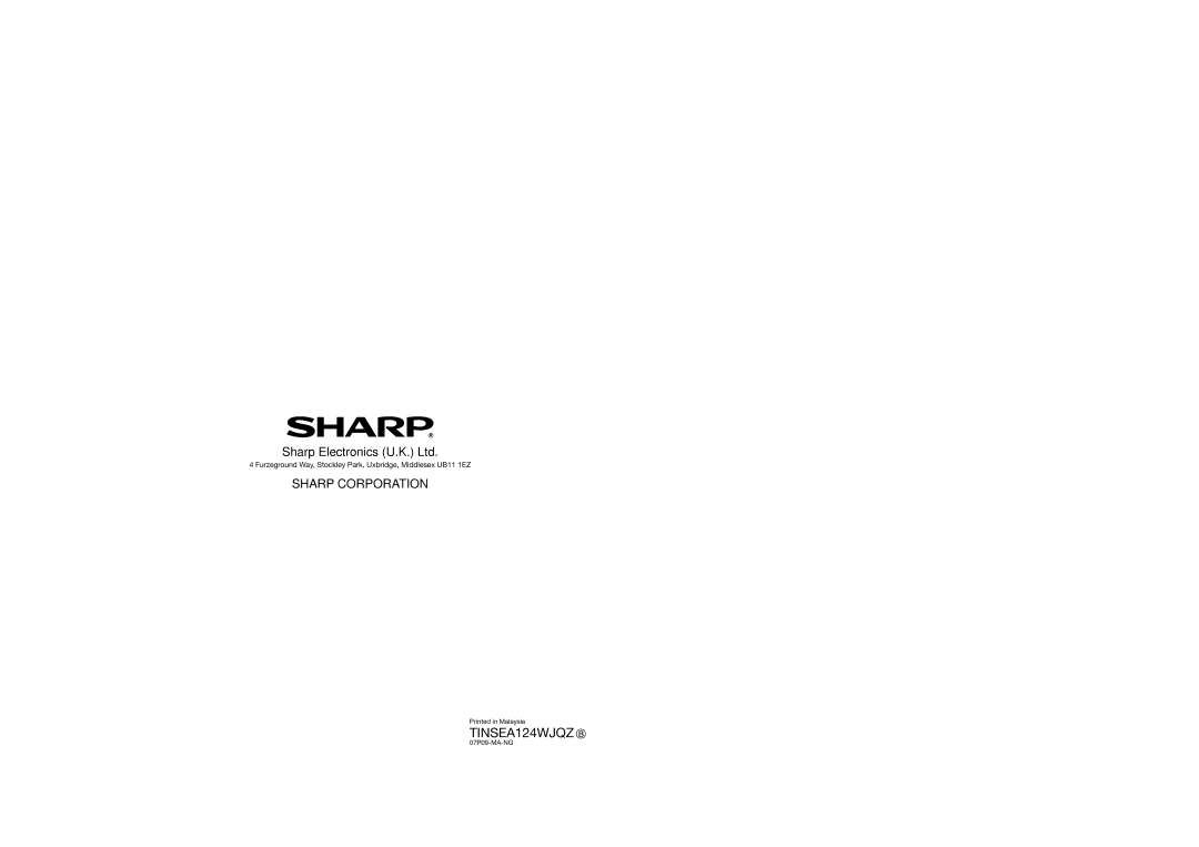 Sharp BD-HP20H operation manual TINSEA124WJQZ 