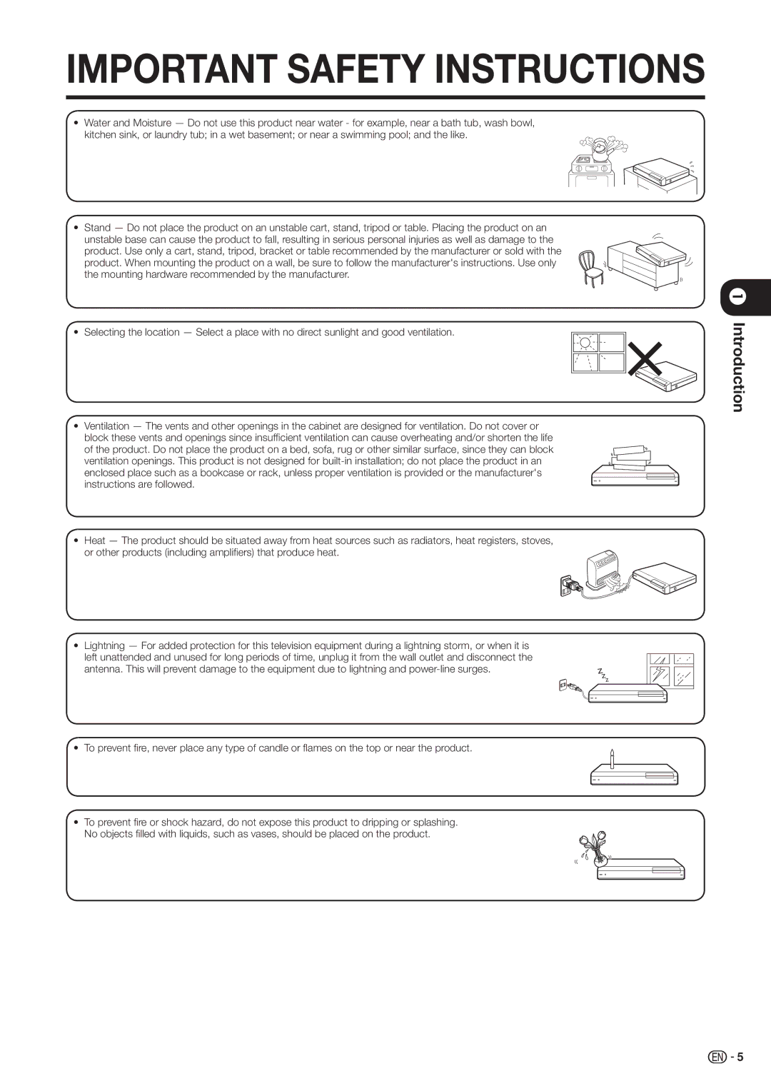 Sharp BD-HP20H operation manual Important Safety Instructions, Introduction 