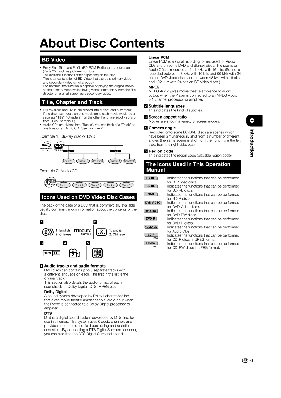 Sharp BD-HP21H operation manual About Disc Contents 