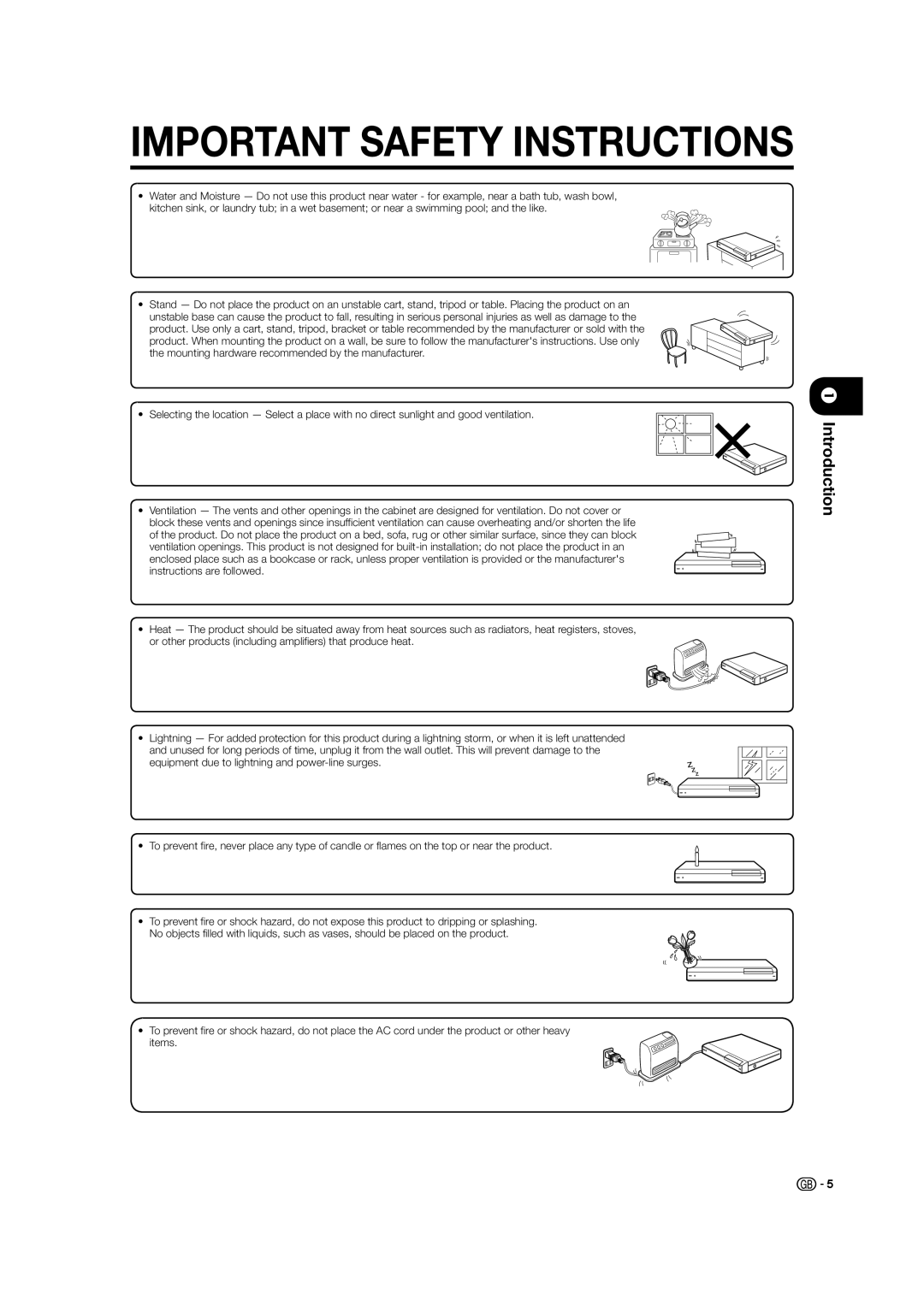 Sharp BD-HP21H operation manual Important Safety Instructions, Introduction 