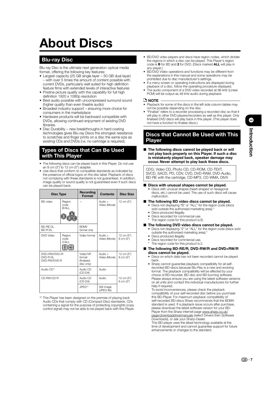 Sharp BD-HP21H operation manual About Discs, Blu-ray Disc, Types of Discs that Can Be Used with This Player 