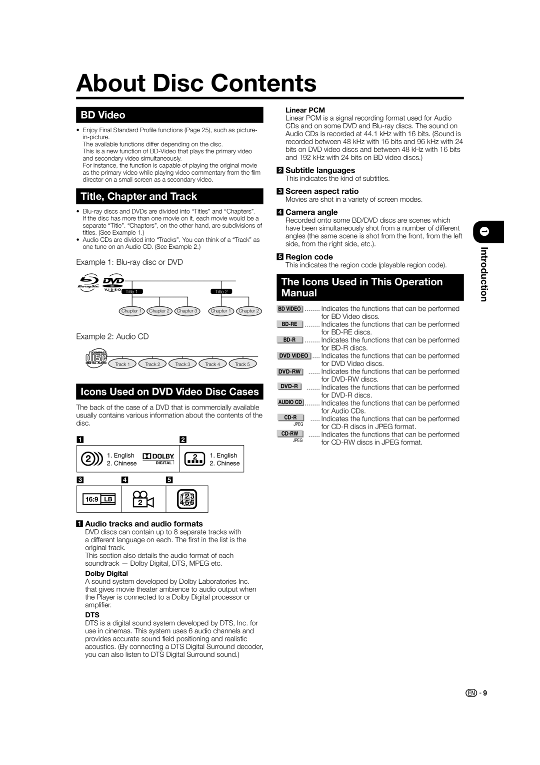 Sharp BD-HP21U operation manual About Disc Contents 