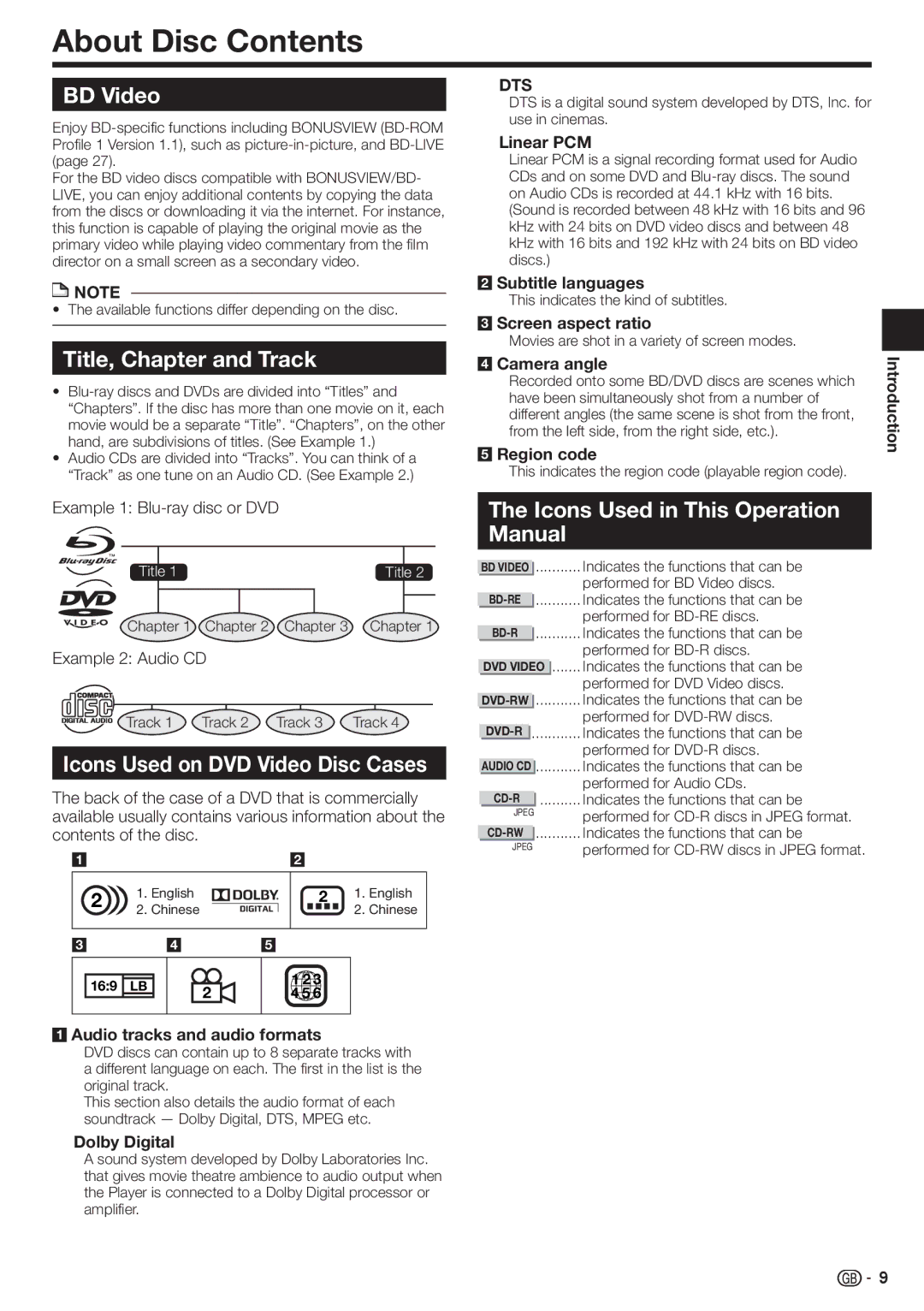 Sharp BD-HP22H operation manual About Disc Contents 