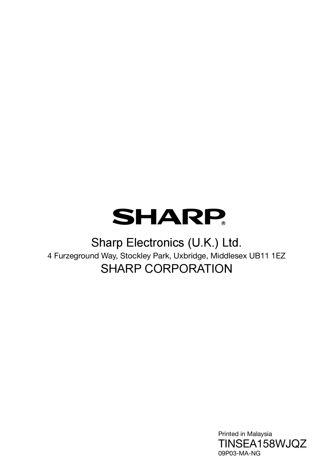 Sharp BD-HP22H operation manual Sharp Corporation 