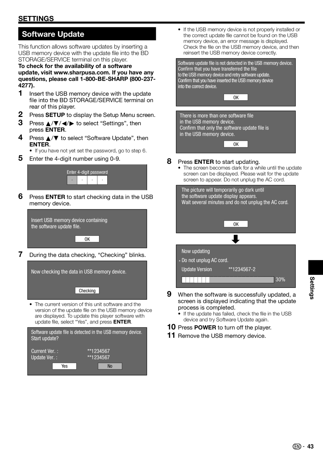 Sharp BD-HP22U operation manual Software Update, To check for the availability of a software, 4277 