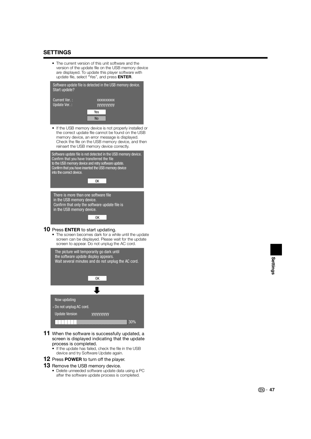 Sharp BD-HP24U(A) operation manual Wait several minutes and do not unplug the AC cord 