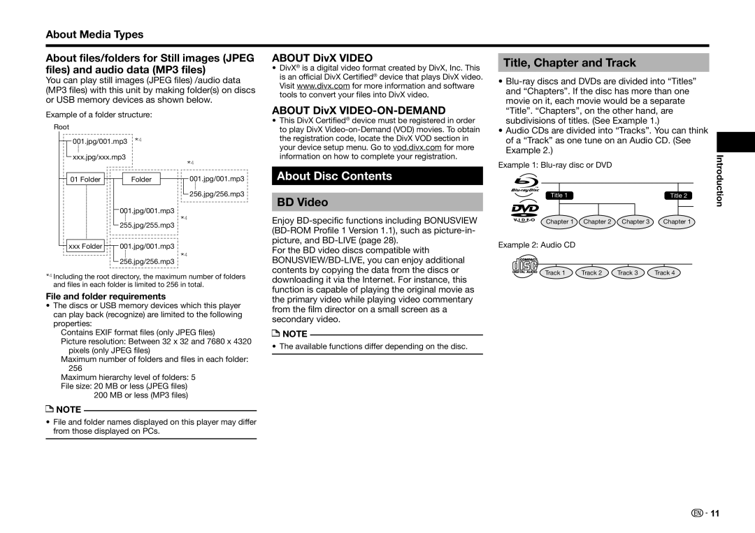 Sharp BD-HP25U operation manual About Disc Contents 