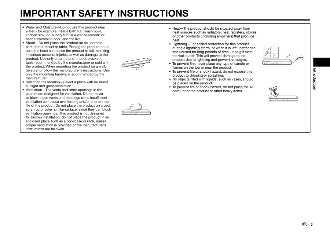 Sharp BD-HP25U operation manual Important Safety Instructions 