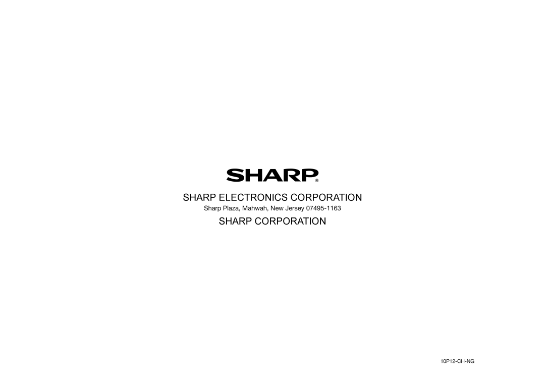 Sharp BD-HP25U operation manual Sharp Plaza, Mahwah, New Jersey 