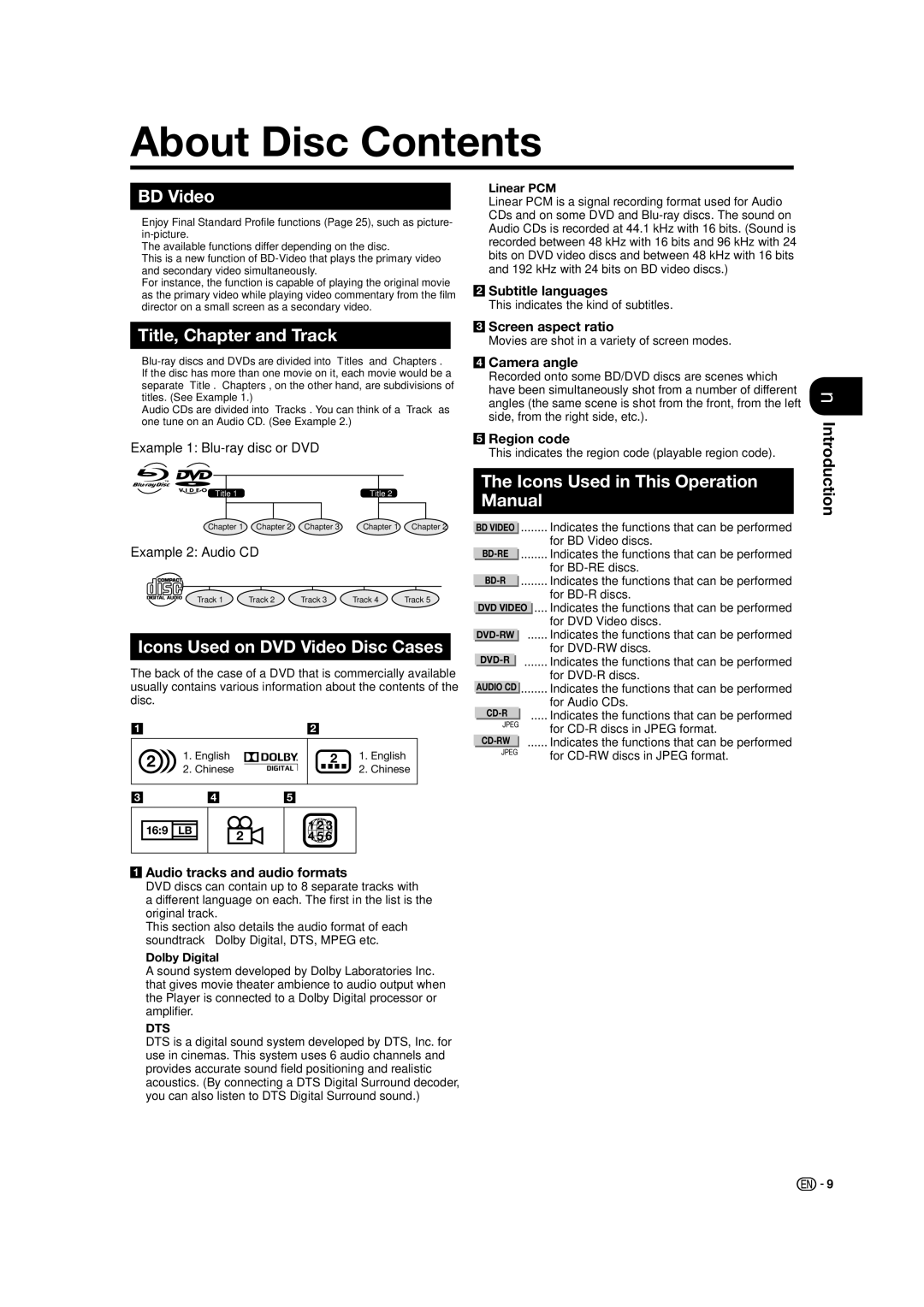 Sharp BD-HP50U operation manual About Disc Contents 