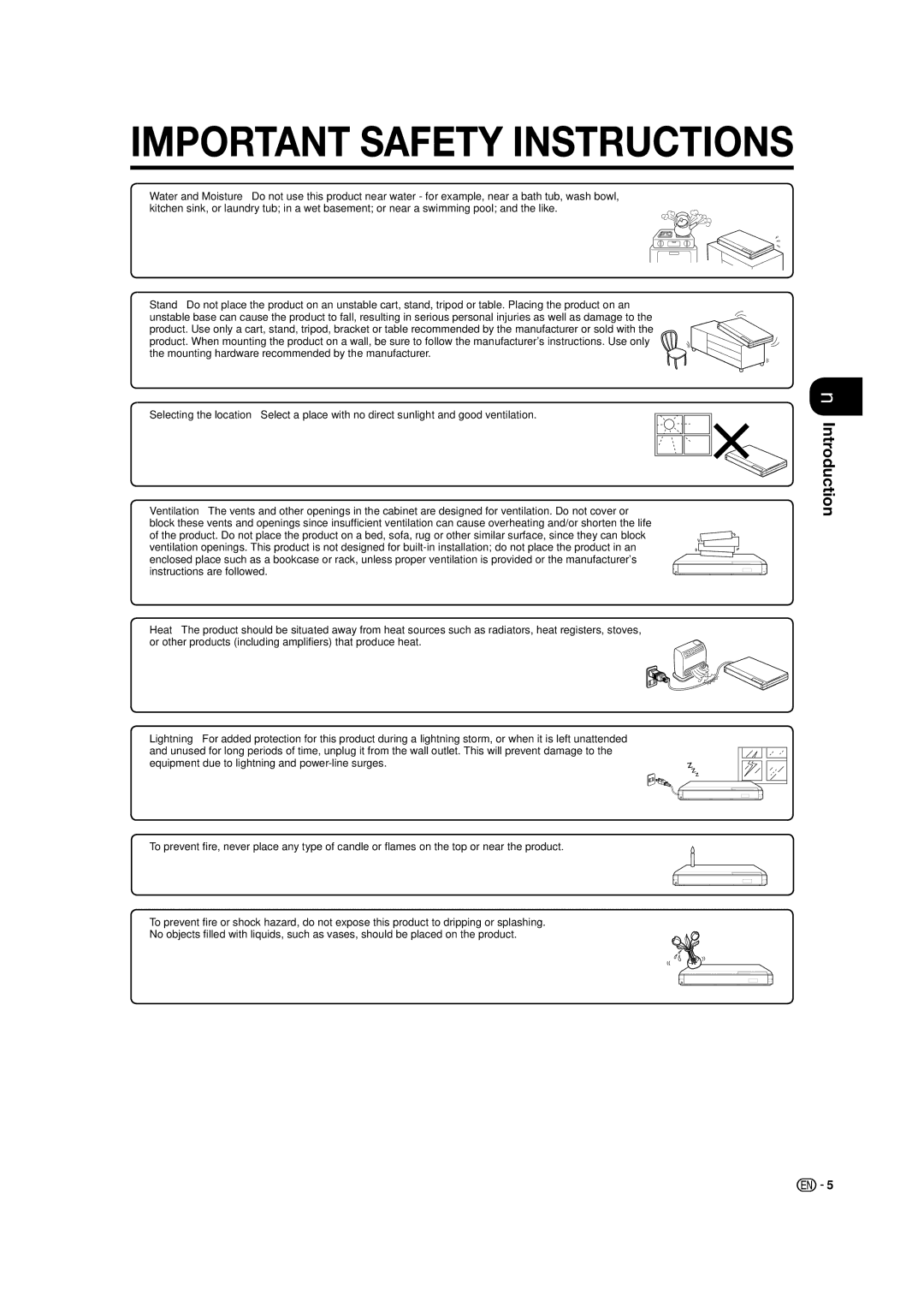 Sharp BD-HP50U operation manual Important Safety Instructions, Introduction 