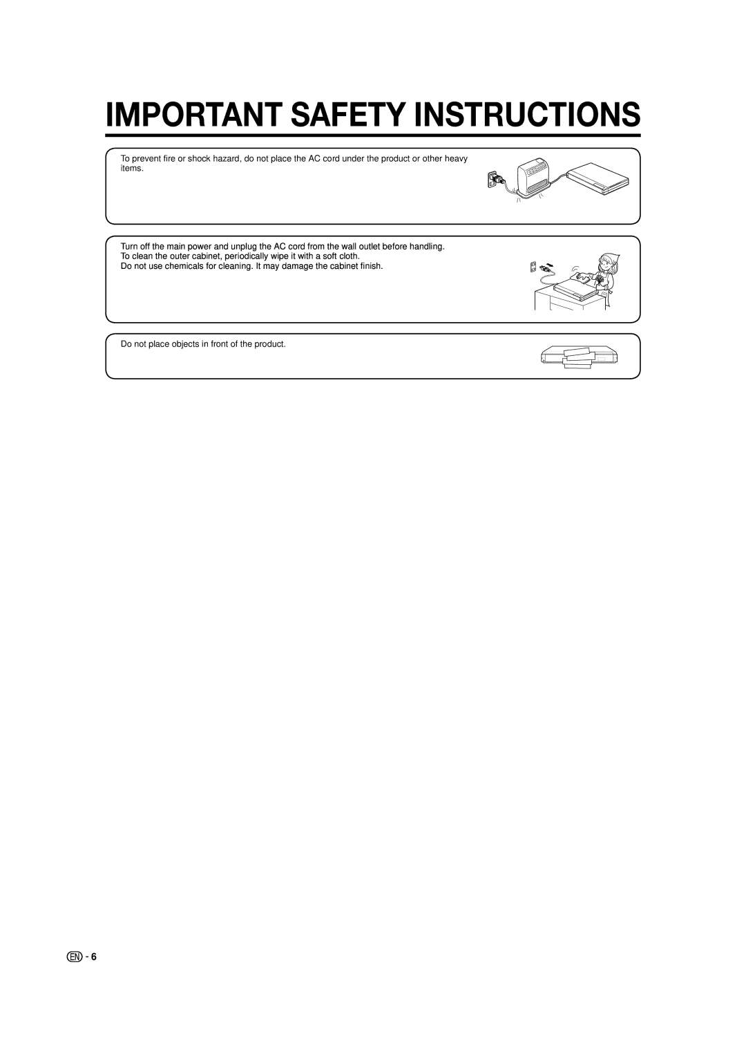 Sharp BD-HP50U operation manual Do not place objects in front of the product 